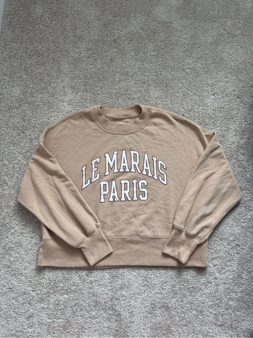 Abercrombie & Fitch Le Marais Paris Tan Crewneck Sweatshirt